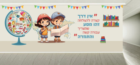 קיר כניסה / מעבר מרהיב המדבר על הדרך להצלחה מעורר את החשק והרצון של התלמידים ללמוד להאמין  ולהתחזק מגביר את ערכו העצמי של כל תלמיד ותלמיד, ומחבר אותם לרצון להצליח